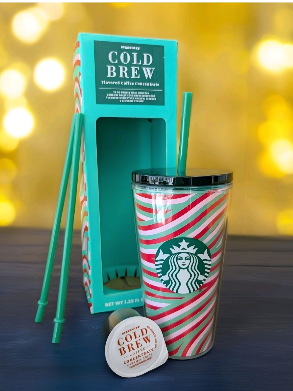 Starbucks Holiday Swirled/Striped Plastic Tumbler